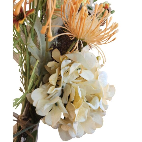Hand Tied Artificial Flower Bouquet With faux hydrangeas pampas grass cream peac - Picture 12 of 16